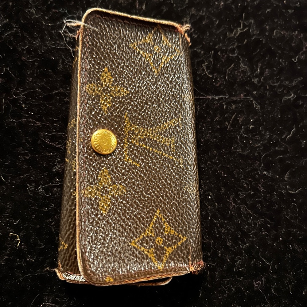 Louis Vuitton Brown and Gold Monogram Key Pouch.  Project Piece.